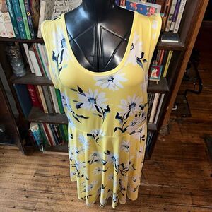 Lularoe yellow floral Charlotte 3x swing tank dress